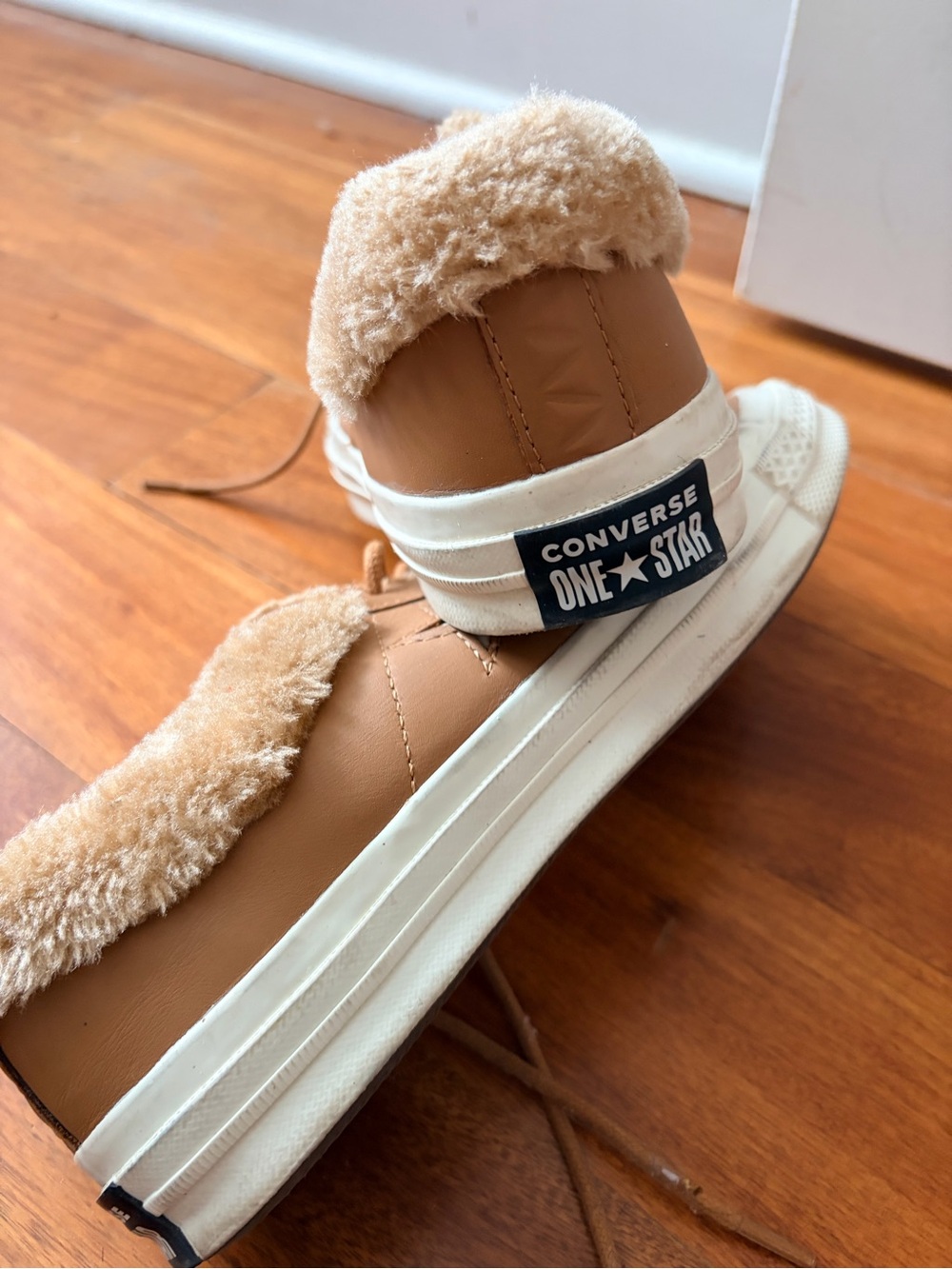 Converse Women's Camel Faux-Fur Star Low-Top Sneakers - Picture 6 of 6